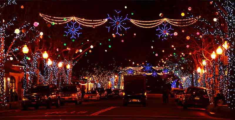 Holiday Lights on Fourth Street in Berkeley CA